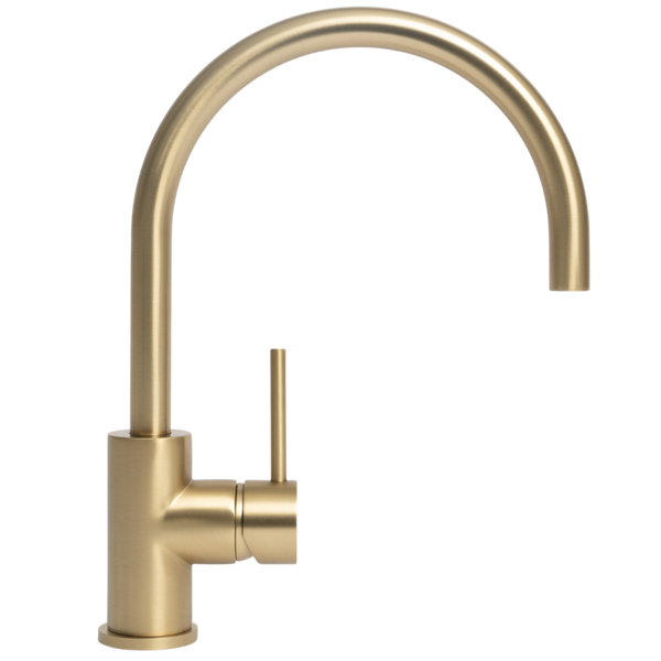 Alma Ashanti Brushed Brass Gold Gooseneck Mixer
