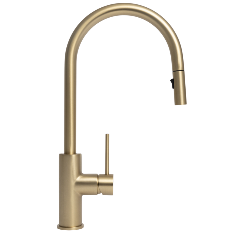 Mira Brushed Brass Gold Pull Out Mixer