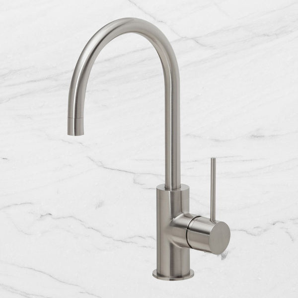 Phoenix Vivid Slimline Brushed Nickel Sink Mixer 160mm Gooseneck Lead Free