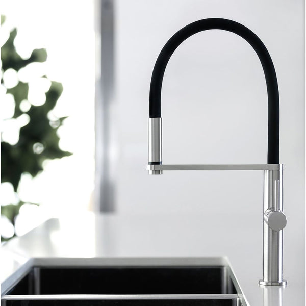 Phoenix Blix Flexible Hose Brushed Nickel Sink Mixer Lead Free
