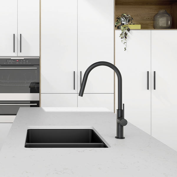 Phoenix Vivid Slimline Matte Black Pull Out Sink Mixer