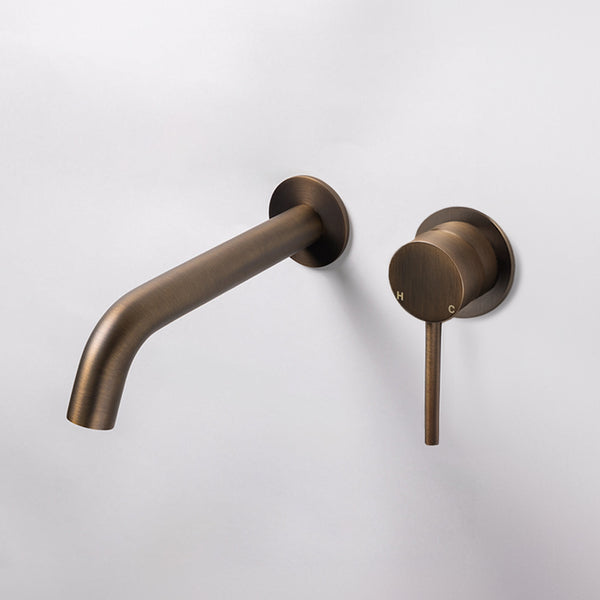 Alma Mira Vintage Antique Brass Wall Mixer and Spout Set