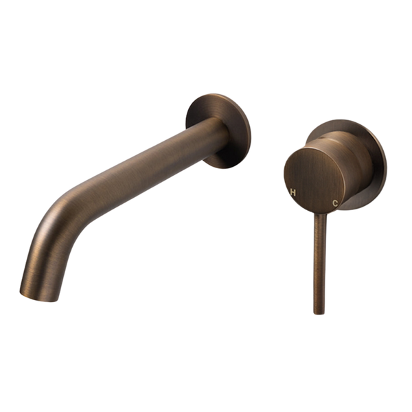 Alma Mira Vintage Antique Brass Wall Mixer and Spout Set