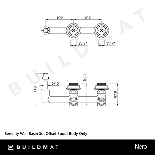 Nero Serenity Wall Basin Set Offset Spout Body Only