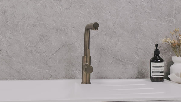 Alma Nisa Square Pull Out Mixer Brushed Vintage Antique Brass