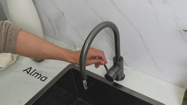 Alma Ashanti Brushed Gunmetal Gooseneck Mixer