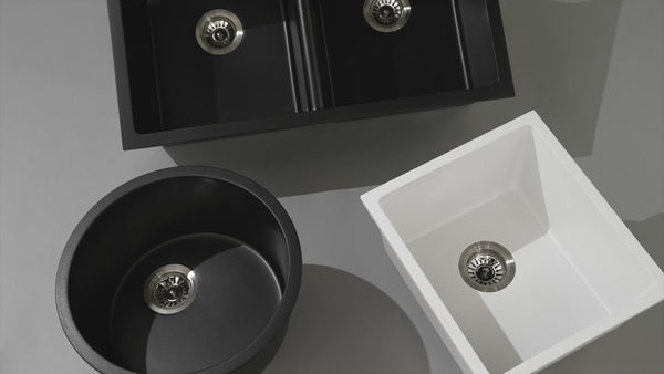 Alma Darlene 1200x500 White Granite Right Drainboard Double Bowl Tap Landing Sink