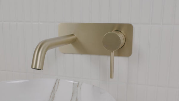 Alma Mira Brushed Brass Gold Wall Mixer and Spout