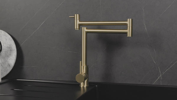 Alma Barbara Bench Pot Filler Brushed Brass Gold