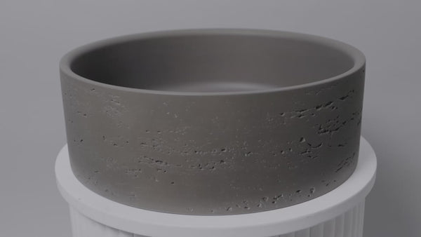 Alma Amos Circle Rustic Concrete Basin Meteor Grey