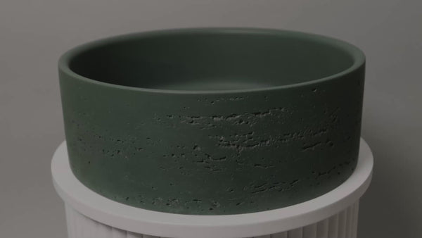 Alma Amos Circle Rustic Concrete Basin Forest Green