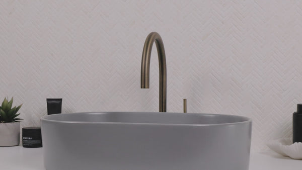 Alma Ashanti Brushed Vintage Antique Brass Gooseneck Mixer