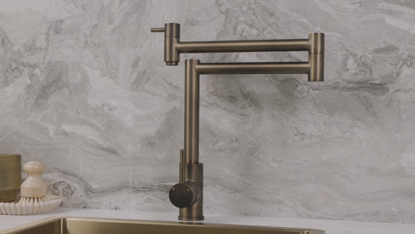 Alma Barbara Bench Pot Filler Brushed Vintage Antique Brass