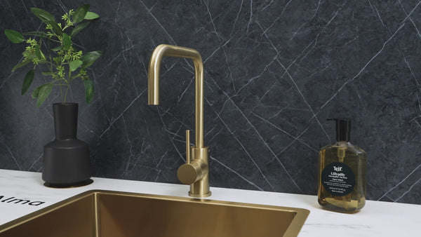 Alma Charlotte Brushed Brass Gold Square Mixer