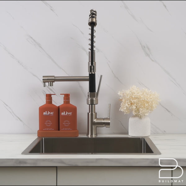 Alma Cleo Brushed Nickel Pull Down Dual Spray Mixer