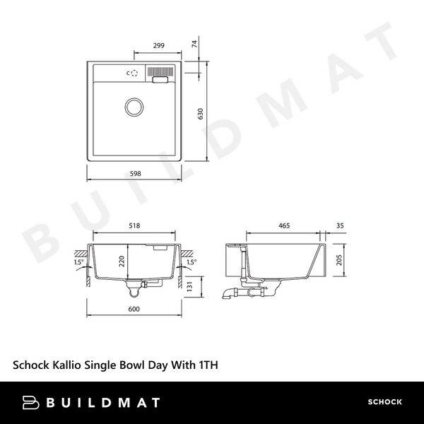 Schock Kallio Single Bowl Night With 1 Tap Hole Black