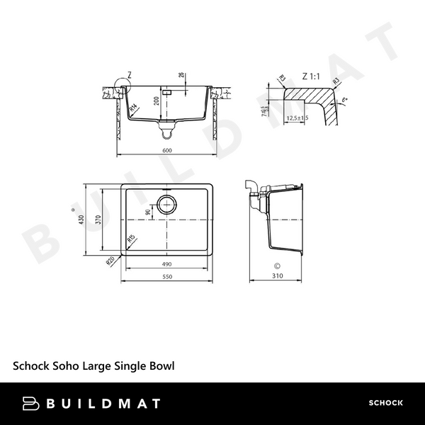Schock Soho Large Single Bowl Magma Black