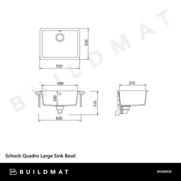 Schock Quadro Large Sink Bowl Alpina White