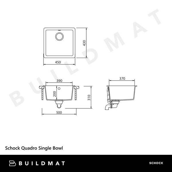 Schock Quadro Single Bowl Alpina White