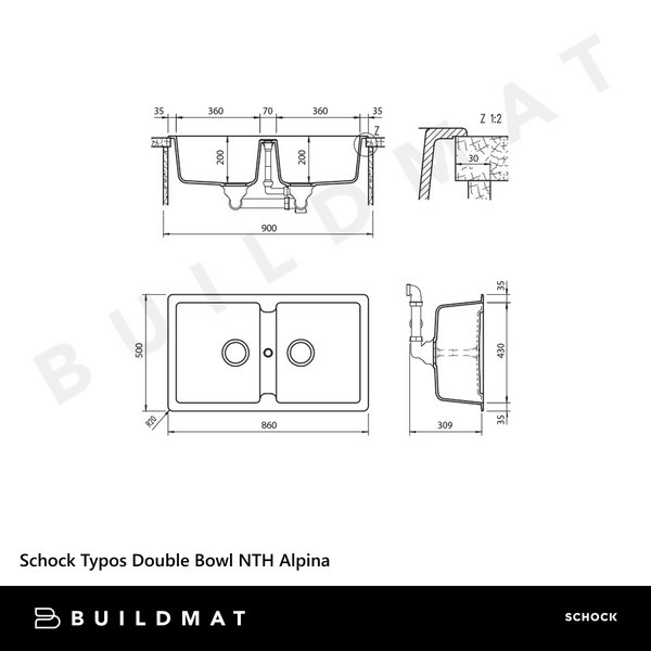 Schock Typos Double Bowl Nth Croma Grey