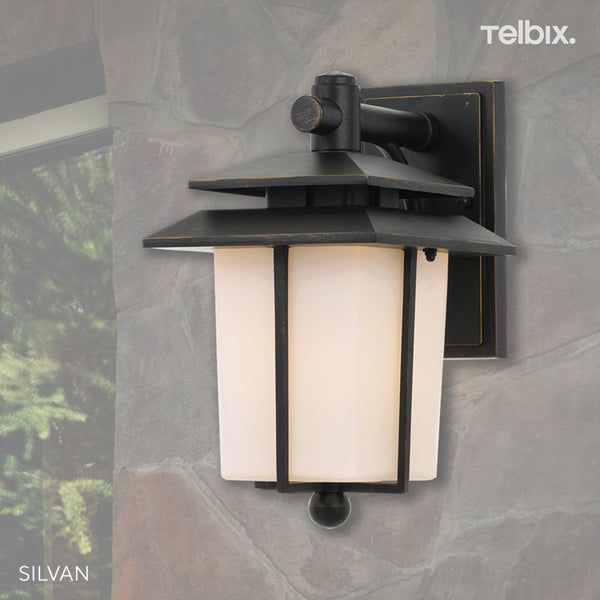 Telbix Silvan Exterior Wall Light Black Opal