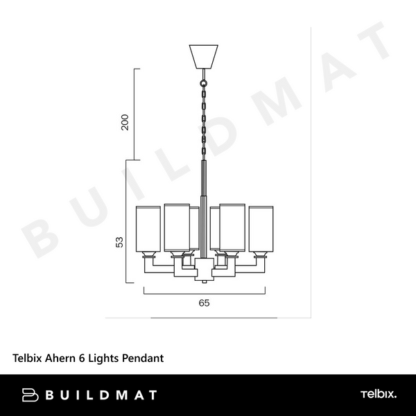 Telbix Ahern 6 Lights Pendant Solid Brass