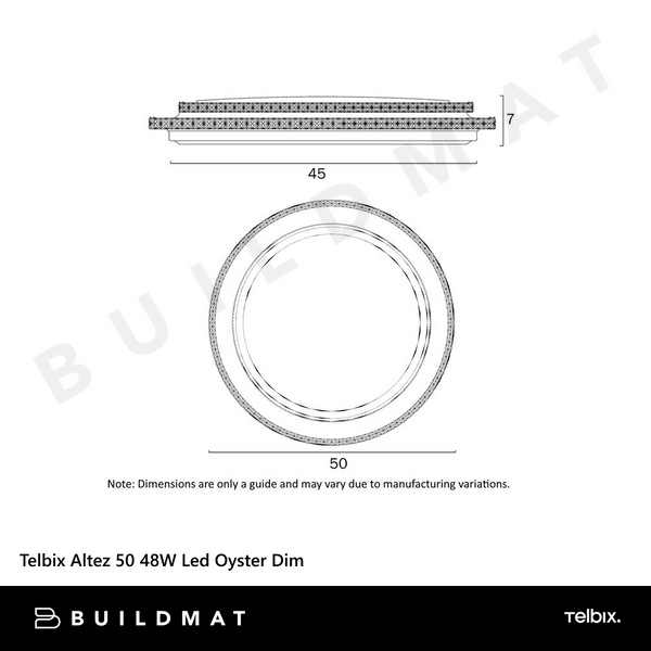 Telbix Altez 50 48W Led Oyster 3CCT Dim White