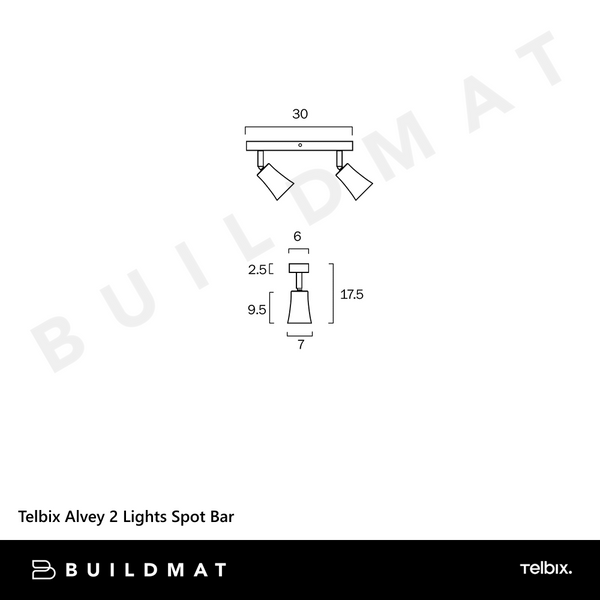 Telbix Alvey 2 Lights Spot Bar Black