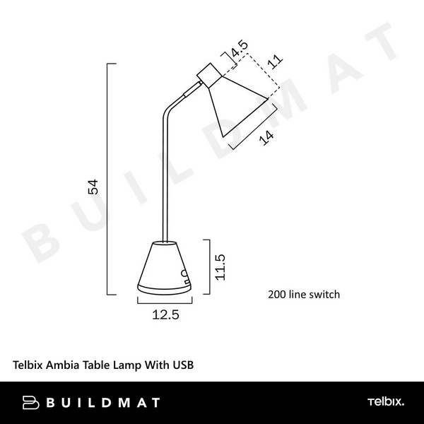 Telbix Ambia Table Lamp With USB Black