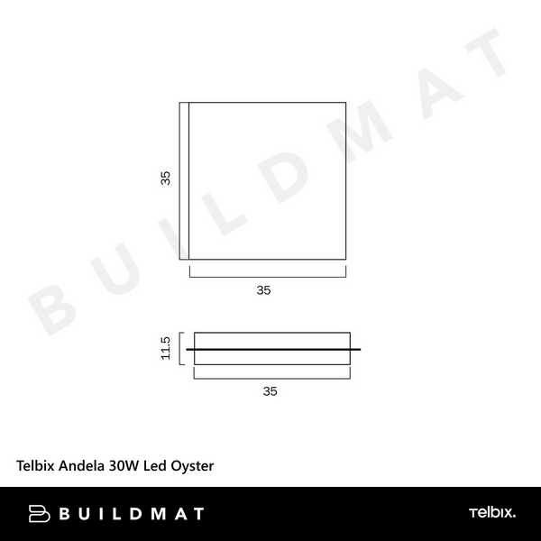 Telbix Andela Square 30W Led Oyster Chrome