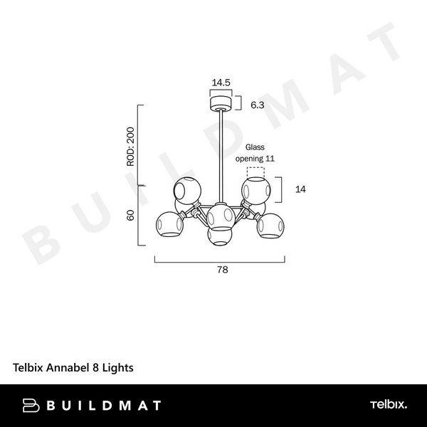 Telbix Annabel 8 Lights Black
