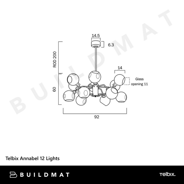 Telbix Annabel 12 Lights Black