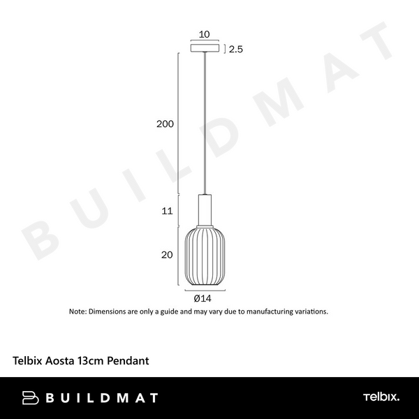 Telbix Aosta 13cm Pendant Black
