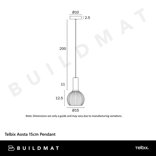 Telbix Aosta 15cm Pendant Black