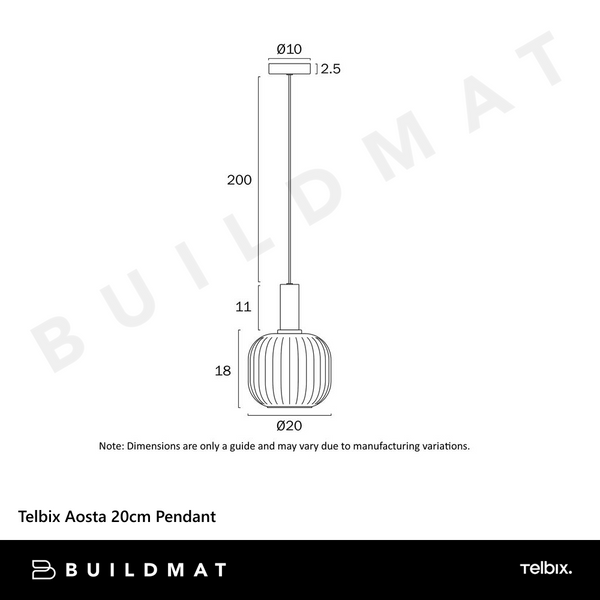Telbix Aosta 20cm Pendant Black