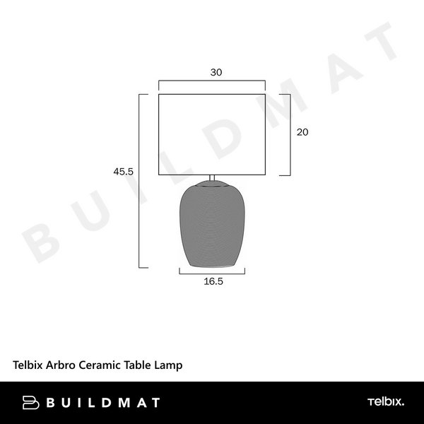 Telbix Arbro Ceramic Table Lamp Grey