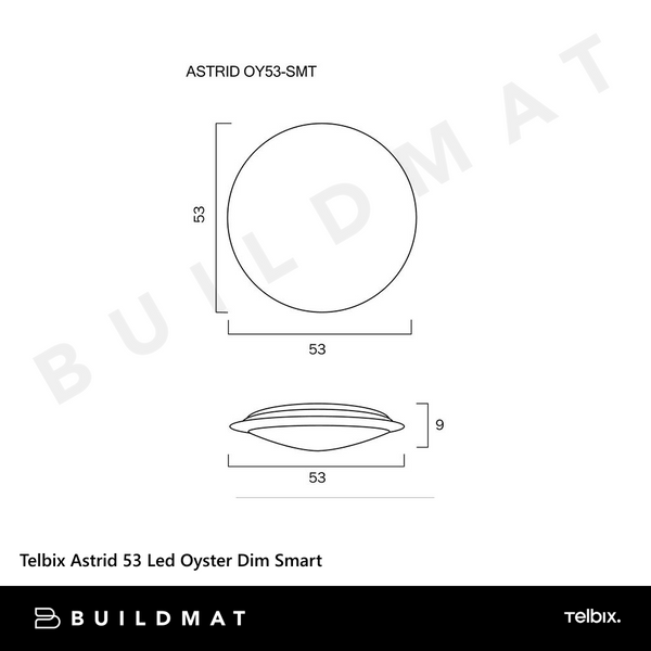 Telbix Astrid 53 60W Led Oyster Dim Smart Silver