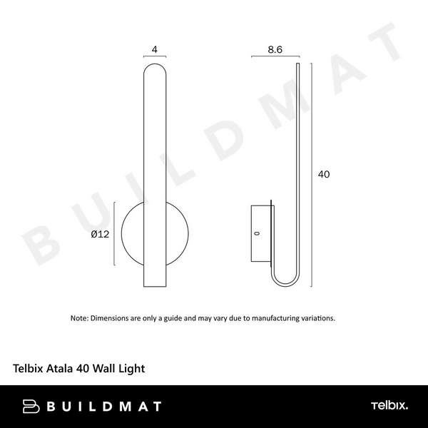 Telbix Atala 40 Wall Light Black