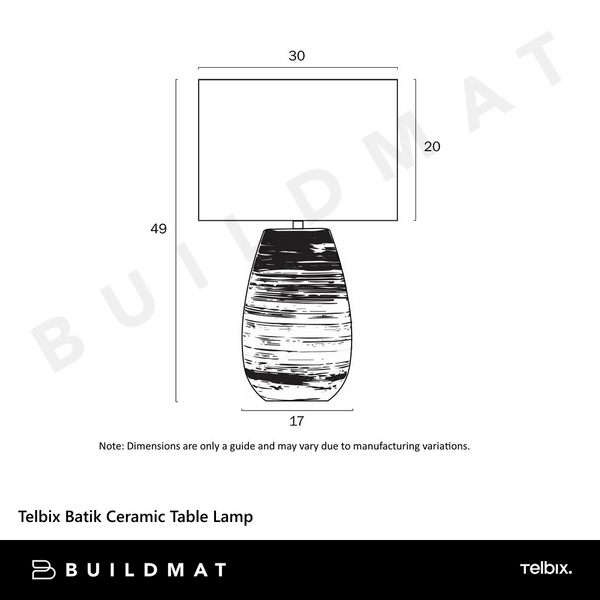 Telbix Batik Ceramic Table Lamp Blue