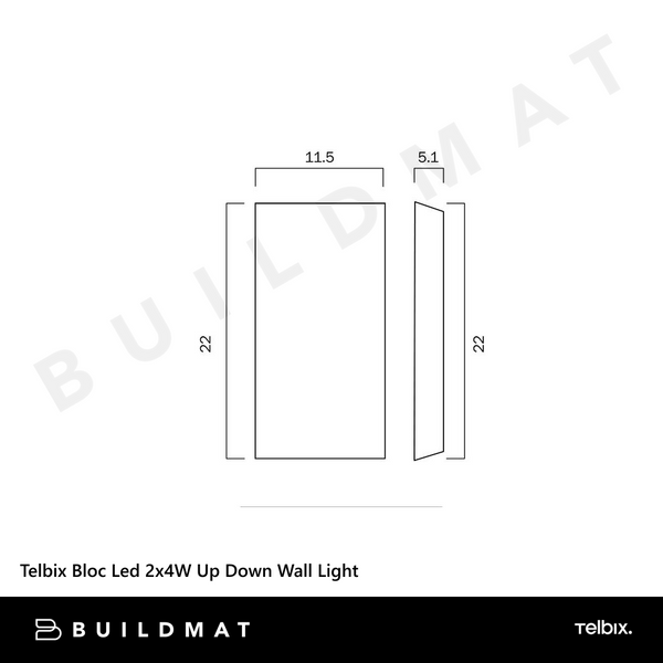 Telbix Bloc Led 2x4W Up Down Wall Light White