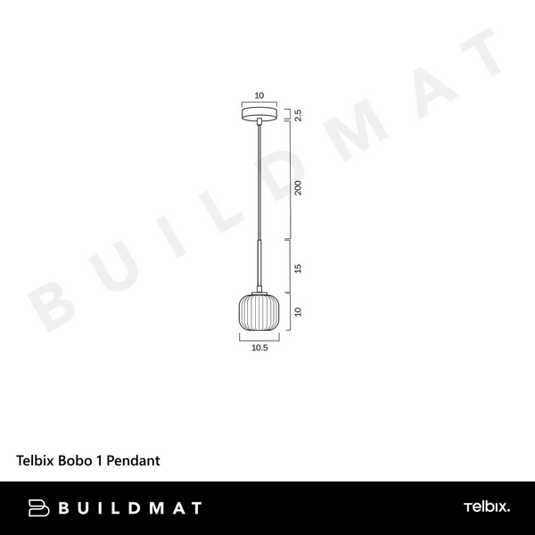 Telbix Bobo 1 Pendant Black Smoke