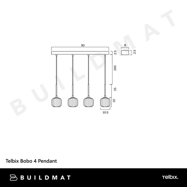 Telbix Bobo 4 Pendant Black Smoke
