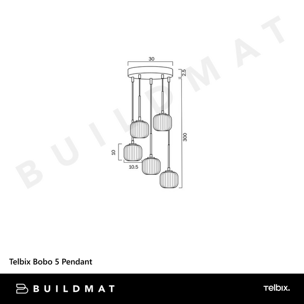 Telbix Bobo 5 Pendant Antique Gold