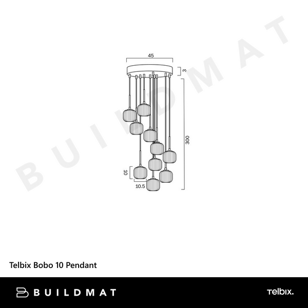 Telbix Bobo 10 Pendant Black Smoke