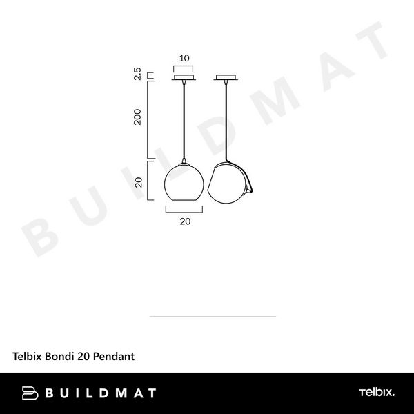 Telbix Bondi 20 Pendant Smoke