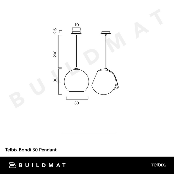 Telbix Bondi 30 Pendant Smoke