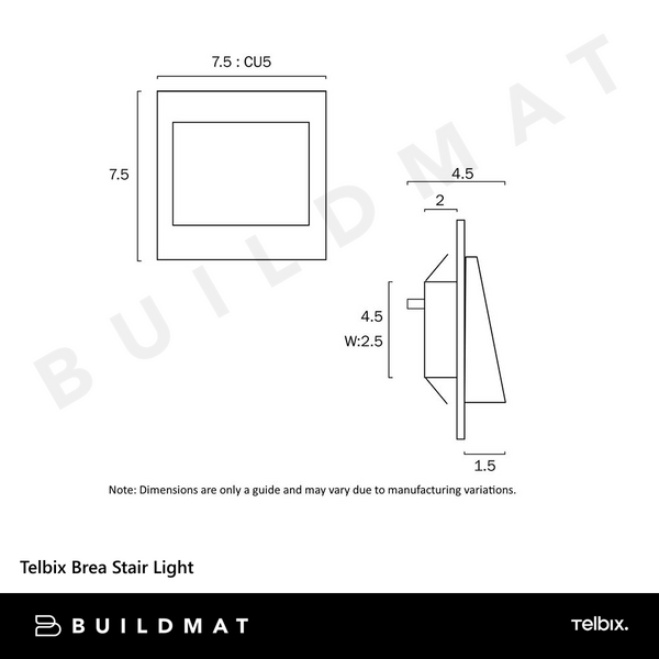 Telbix Brea Square Stair Light White 3000K