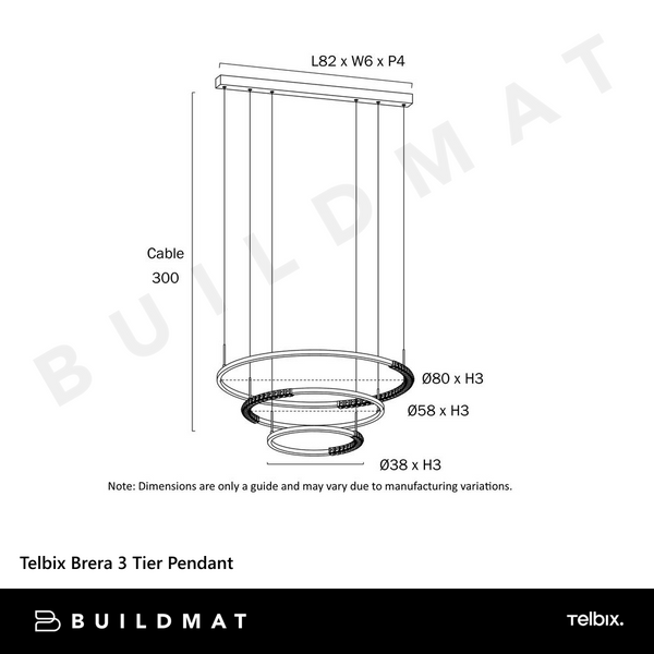 Telbix Brera 3 Tier Pendant Black