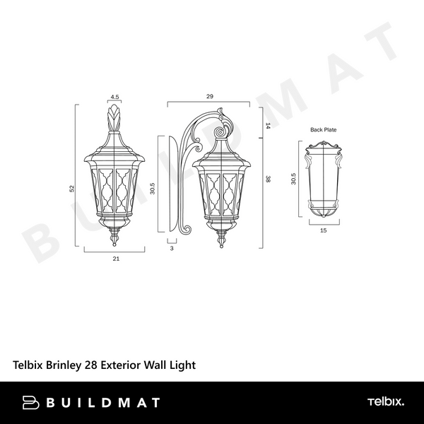 Telbix Brinley 28 Exterior Wall Light Black