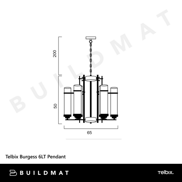 Telbix Burgess 6LT Pendant Black